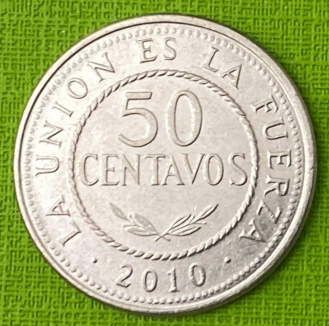 Монета Болівії 50 сентаво 2010 р, фото 1