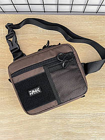 Сумка трансформер 3в1 FAMK 2.0 (сумка через плече, нагрудна - слінг, бананка) для чоловіків та жінок, Коричневий