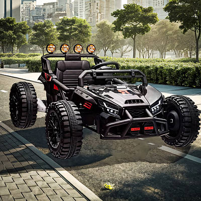 Трендовий чорний дитячий електромобіль Баггі всюдихід Інтерактивний електрокар дитині: Великі колеса MP3 FM