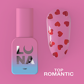Топ для нігтів LunaMoon Romantic червоні сердечка, 13 мл