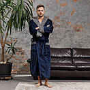 Готельний чоловічий махровий турецький довгий халат з капюшоном, Халати банні чоловічі, фото 5