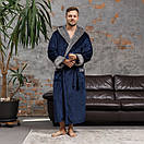 Готельний чоловічий махровий турецький довгий халат з капюшоном, Халати банні чоловічі, фото 3