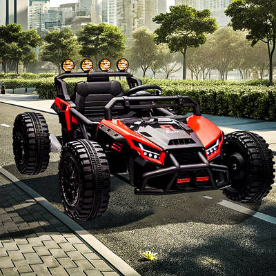 Новомодний червоний дитячий електромобіль баггі Інтерактивне авто всюдихід дитині Великі колеса 4 мотори 35W