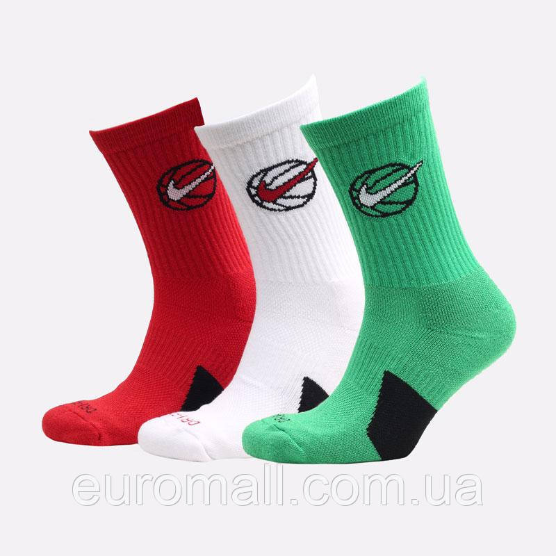 Шкарпетки Nike U NK CREW EVERYDAY BBALL 3PR білий, зелений, червоний Уні 46-50