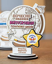 Подарунок з логотипом. Імений Кубок Глобус для ВИПУСКНИКА. Подарунок школяру. Шкільна нагорода Подарунок в школу