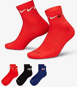 Шкарпетки Nike U NK EVERYDAY PLUS CUSH ANKLE чорний, синій, червоний Чоловіки 34-38