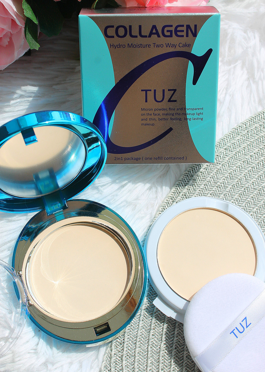 Зволожувальна Колагенова пудра зі змінним блоком Tuz Collagen Hydro Moisture Two Way Cake 02 Natural skin