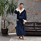 Чоловічий махровий банний халат Туреччина довгий з капюшоном від виробника смарагдовий, Чоловічі халати велсофт, фото 9