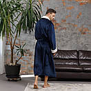 Чоловічий теплий махровий халат для будинку довгий банний від виробника, Чоловічі халати велсофт, фото 5