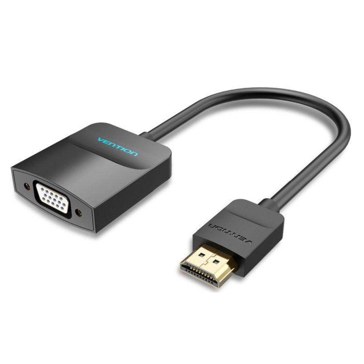 Кабель-перехідник HDMI на VGA Vention Adapter (0.15 м, Full HD 60 Гц, AUX, Micro USB). Black