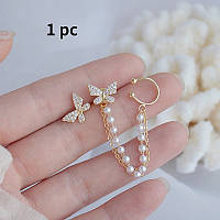 Жіночі Сережки каффа метелик, набір 2 шт., на прокол, колір срібло