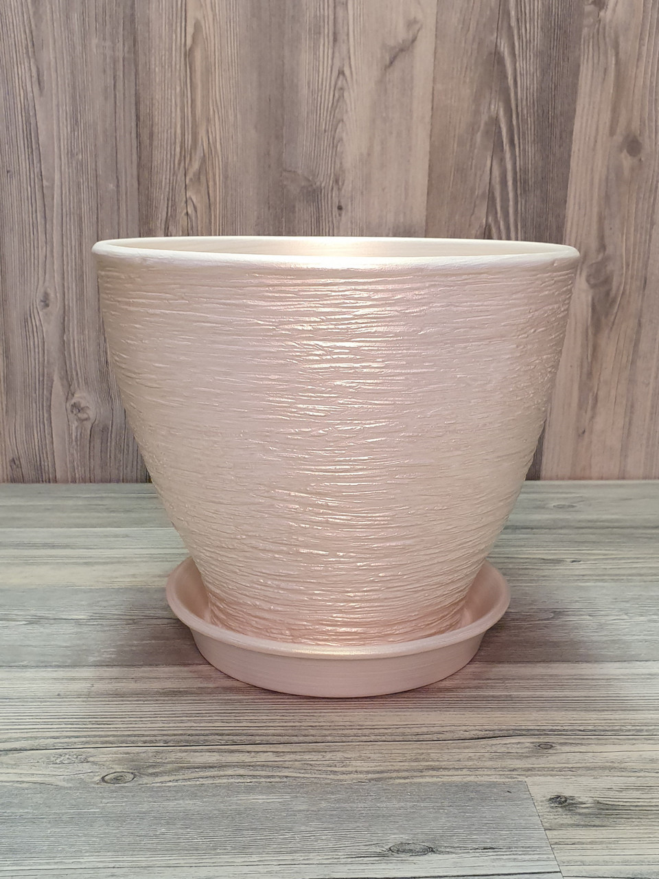 Горщик / вазон 3 л. для квітів Білий з золотом,, з піддоном, кімнатних (домашніх) рослин