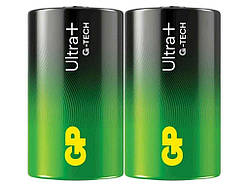 Батарейка LR20 2 шт Ultra Plus Alkaline 1,5V калюжна 13AUP21-S2 (спайка) ТМ GP