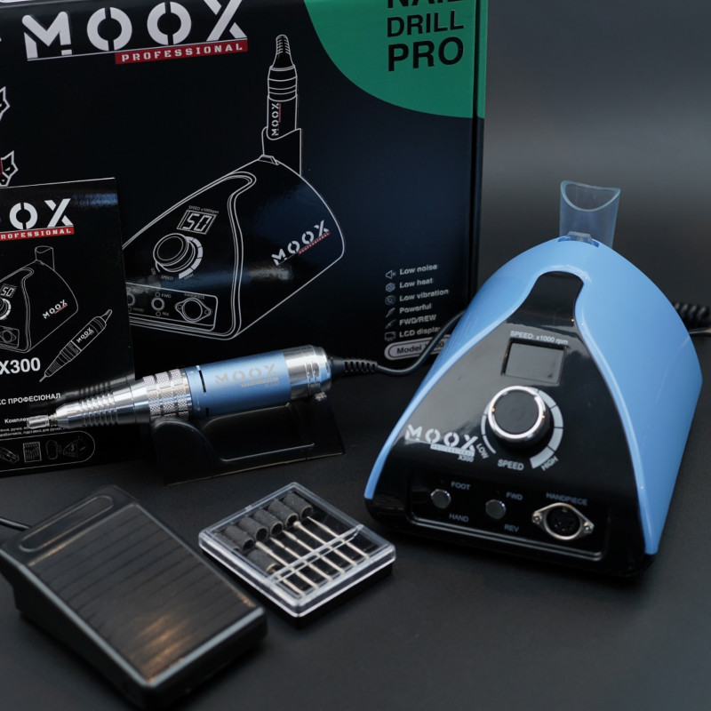 Фрезер для манікюру і педикюру MOOX X300 50 000 об/хв, 70W, Blue, фото 1