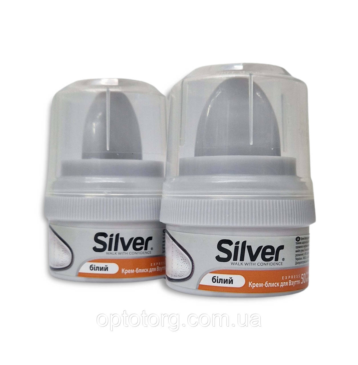 Крем банка біла з губкою Сільвер (Silver) для взуття 50мл