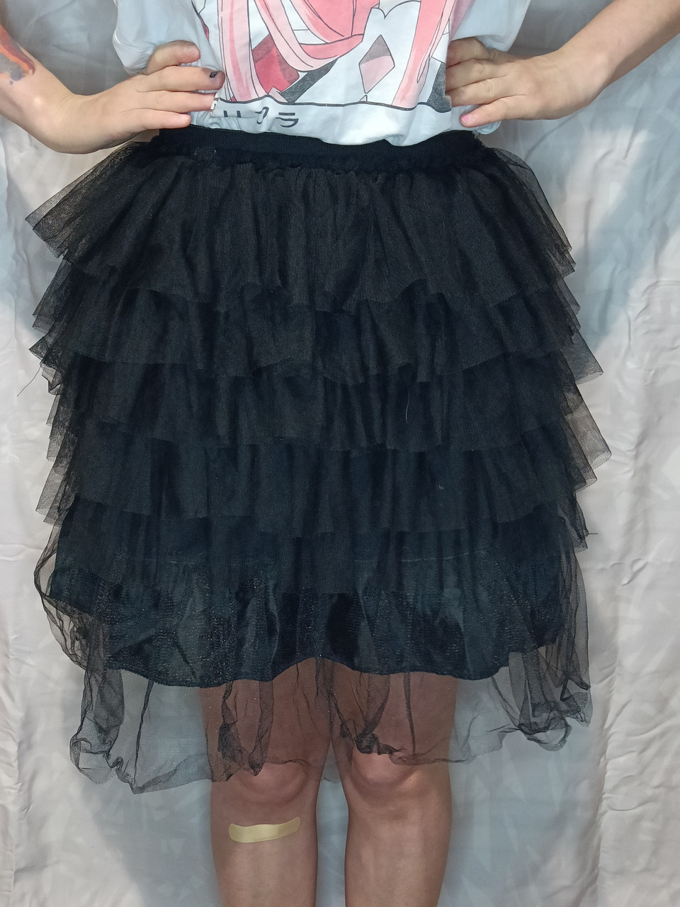 Фатинова спідниця багатошарова чорна, каскадна спідниця-сітка, зріст 146-152 см