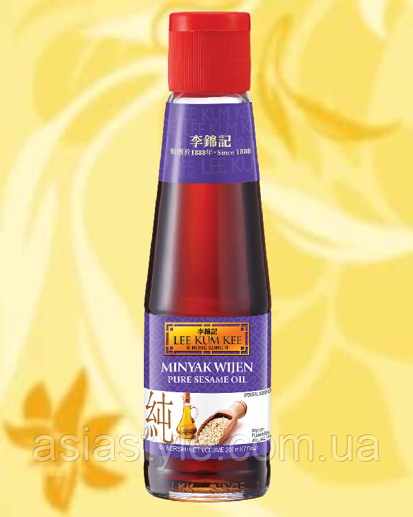 Олія з білого кунжуту, Масло из белого кунжута, Pure sesame oil, LKK, Lee Kum Kee, 207мл Китай, Ч