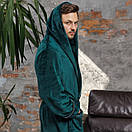 Чоловічий махровий банний халат Туреччина довгий з капюшоном від виробника смарагдовий, Чоловічі халати велсофт, фото 5