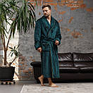 Чоловічий турецький махровий банний халат для дому від виробника смарагдовий, Чоловічі халати Туреччина, фото 4