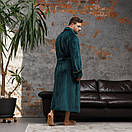 Чоловічий турецький махровий банний халат для дому від виробника смарагдовий, Чоловічі халати Туреччина, фото 2