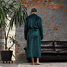 Чоловічий турецький махровий банний халат для дому від виробника смарагдовий, Чоловічі халати Туреччина, фото 3