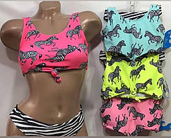 Купальник дівчинка роздільний , підлітковий, зебра