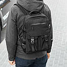 Міський спортивний рюкзак Kraft Black 18 л чорний тканинний водонепроникний для ноутбука і навчання чоловічий унісекс, фото 3