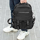 Міський спортивний рюкзак Kraft Black 18 л чорний тканинний водонепроникний для ноутбука і навчання чоловічий унісекс, фото 8