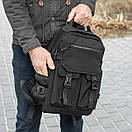 Міський спортивний рюкзак Kraft Black 18 л чорний тканинний водонепроникний для ноутбука і навчання чоловічий унісекс, фото 6