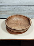 Великий дерев'яний салатник з цільного  горіха. Діаметр 29см., фото 3