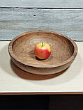 Великий дерев'яний салатник з цільного  горіха. Діаметр 29см., фото 4