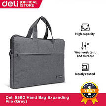 Портфель Deli 5590 темно-сірий, 2 відділення, 400*290*35 мм (з паролоном), Портфель-папка для документів, фото 6