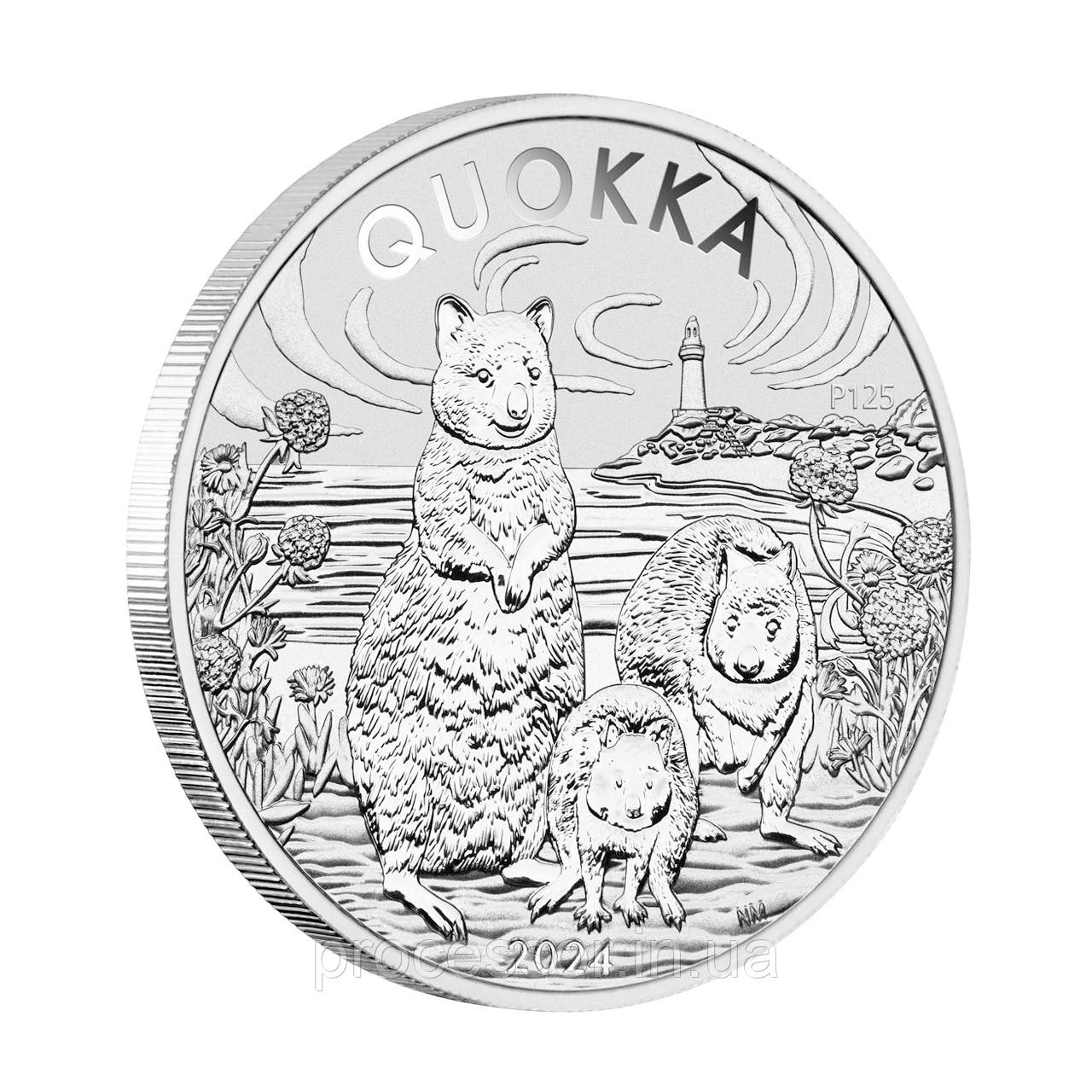 Срібна інвестиційна монета «Австралійський Квокка» Quokka 2024 року, 1 унція (31.1 г) 999 проби, фото 1