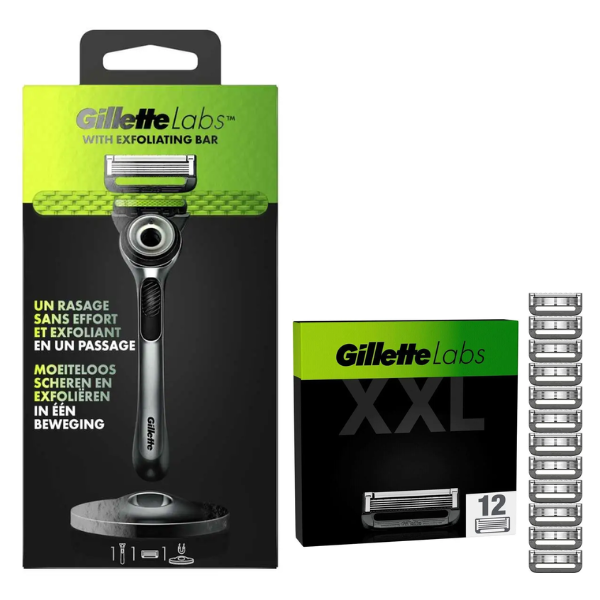 Бритва Gillette Labs з відлущувальною смужкою + магнітна підставка + 15 касет