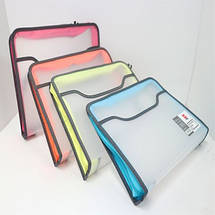 Портфель Папка Deli 38129 микс, 1 отделение, 365*265*56мм, А4 на блискавці, Портфель-папка для документів неон, фото 4