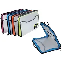 Портфель Папка Deli 38129 микс, 1 отделение, 365*265*56мм, А4 на блискавці, Портфель-папка для документів неон, фото 5