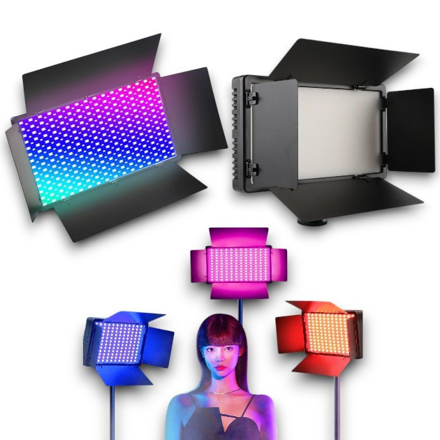 RGB відеосвітло U600 640 LED 40W 20×12см з пультом і шторками для фото та відеозйомки, кольорове освітлення 3200-6500K