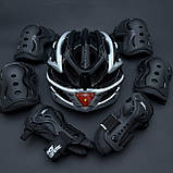 Комплект захисту для підлітків і дорослих, налокітники, наколінники, рукавички + ШЛЕМ, фото 4