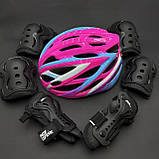 Комплект захисту для підлітків і дорослих, налокітники, наколінники, рукавички + ШЛЕМ, фото 2