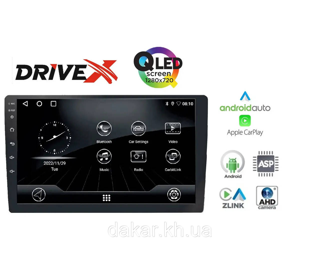 Магнітола 9 дюймів DriveX UN5Q QLED, Android 10, 2/32 ГБ, 4 ядра, Bluetooth, GPS, CarPlay, Android Auto, фото 1
