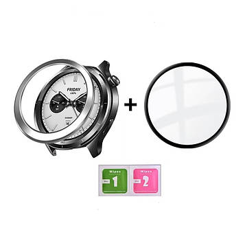 Безель для смарт годинника Xiaomi Watch S3/S4 PC Anti drop Bezel Ring Silver + захисна плівка