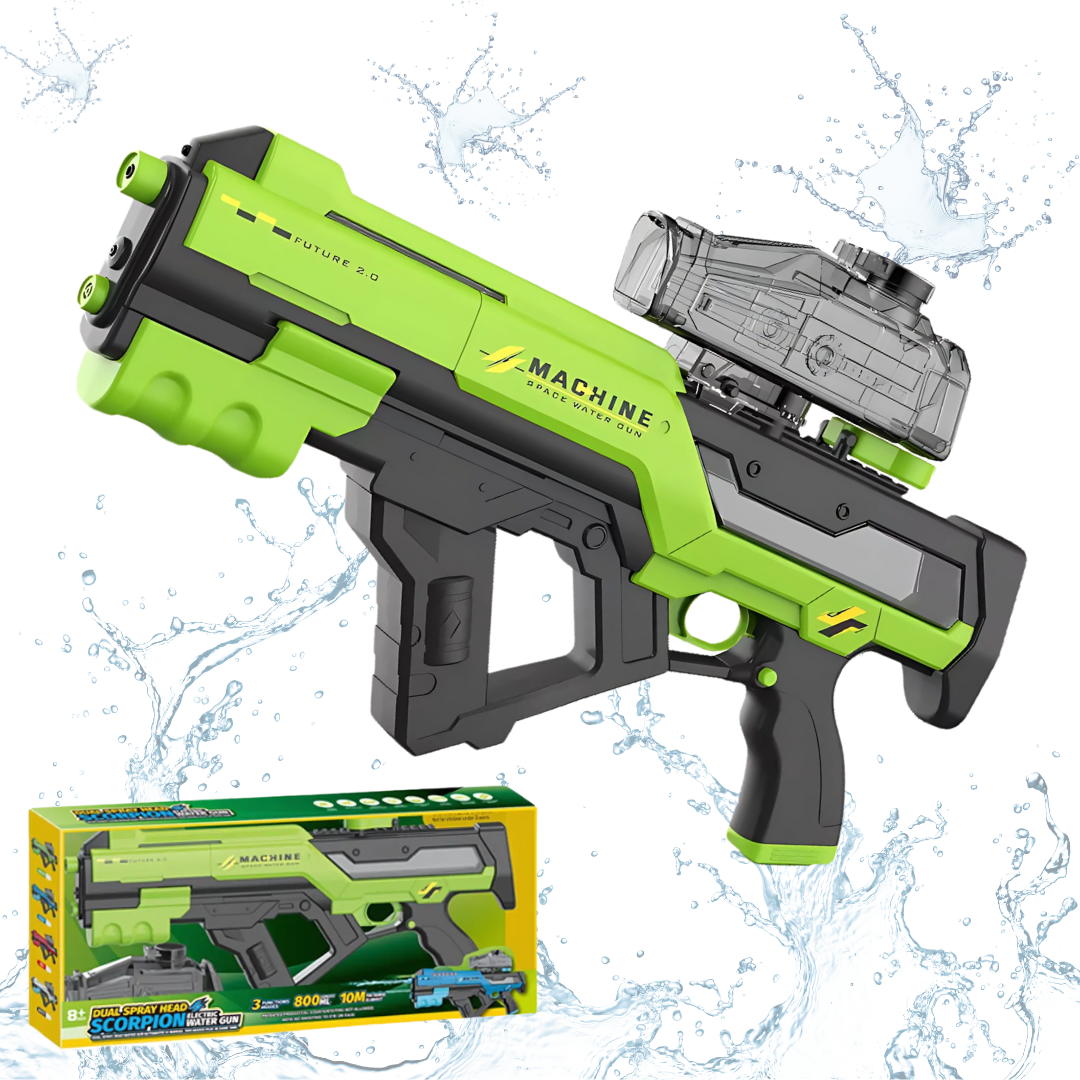 Водний пістолет для дітей, електричний водний автомат Скорпіон з автоматичним закачуванням води, зелений, фото 1