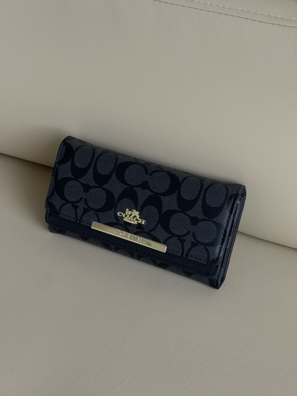 Жіночий гаманець Coach чорний подвійний великий Коуч