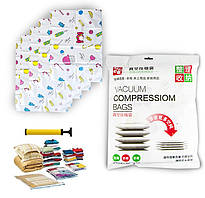 Вакуумні пакети для зберігання речей і одягу — набір (5 пакетів/пач.) з насосом — вакуумне паковання