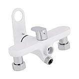 Змішувач для ванни Qtap Jay з довгим поворотним виливом (з душовим гарнітуром) QTJAY2601CRW45552 Chrome/White, фото 6