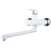 Змішувач для ванни PLAMIX OSCAR-006 EURO SET WHITE (зі шлангом, лійкою та кронштейном) (MX1895)