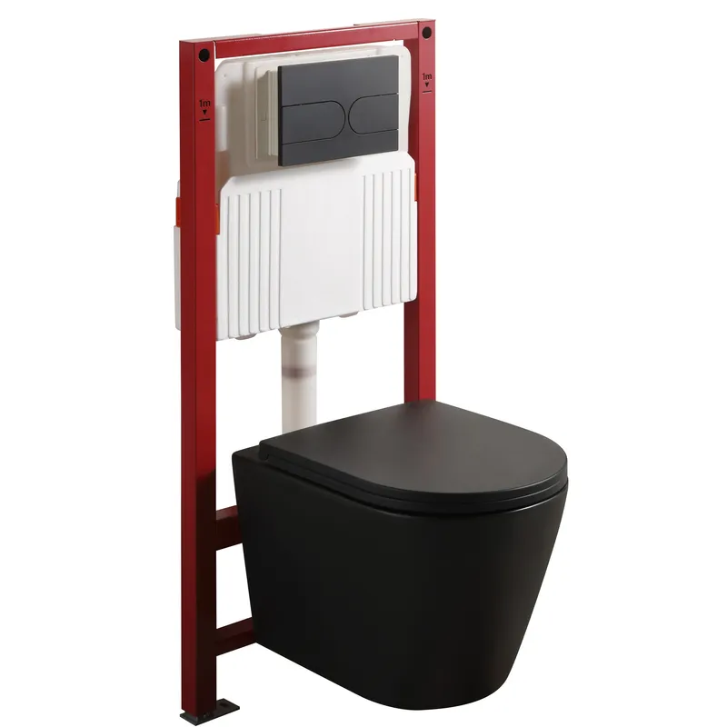 Комплект унітаз з інсталяцією для унітаза Mixxus Premium BEVEL-SET-2101 BLACK система змиву TORNAD, фото 1