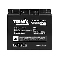 Акумуляторна батарея гелева 12В 20Аг Trinix TGL12V20Ah/20Hr GEL Super Charge (44-00070), фото 3