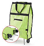 Сумка на колесах господарська складана красеня на коліщатках — тачка — візок для покупок зелений, фото 2
