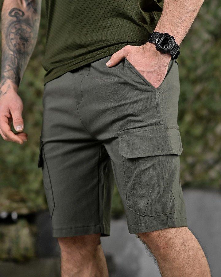 Міські стретч-шорти AHILES олива ДЛ6357, фото 1